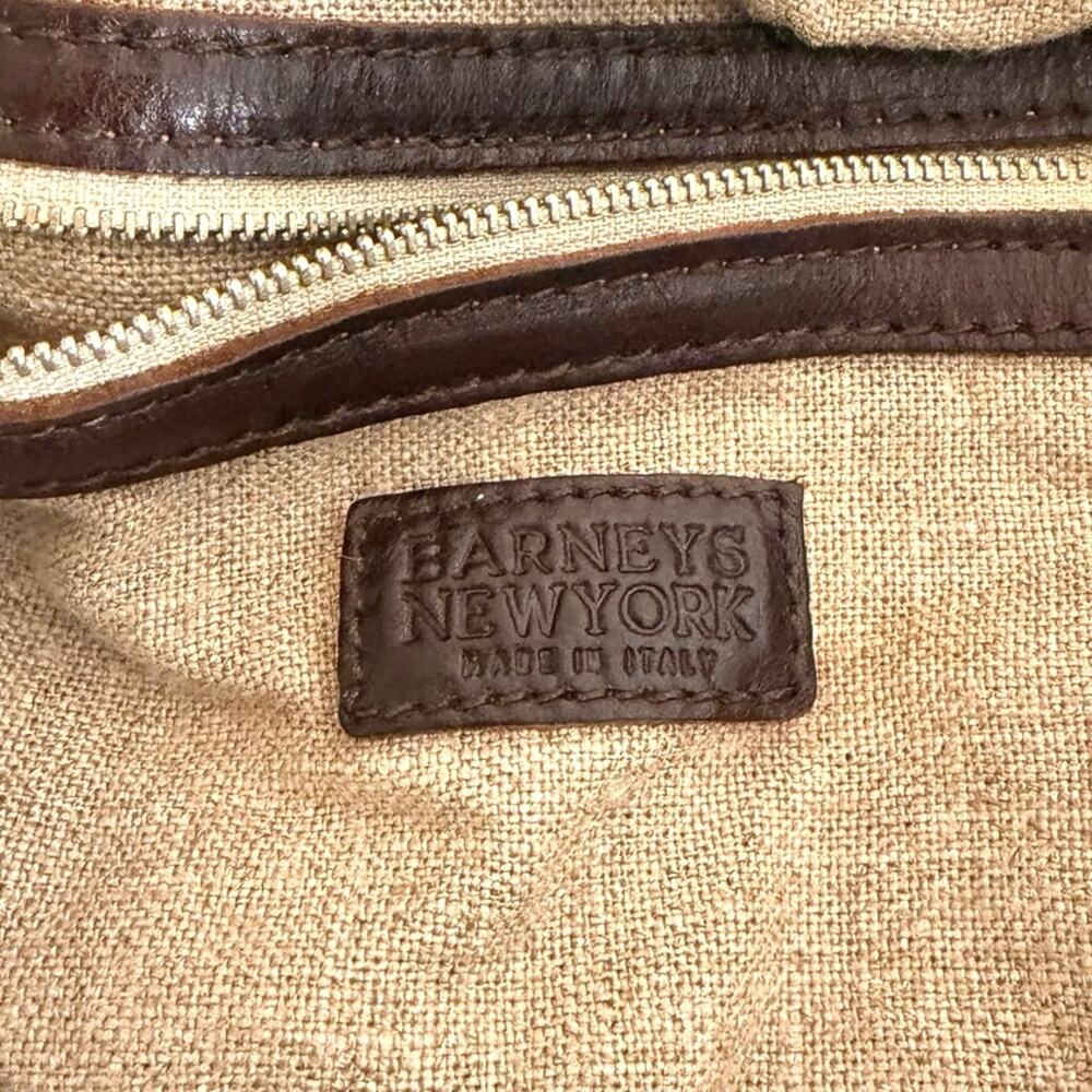 Barneys New York suede leather brown tote made in Italy - Picture 2 of 15
